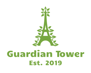 Green Leafy Eiffel Tower logo design