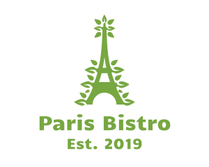 Green Leafy Eiffel Tower logo design