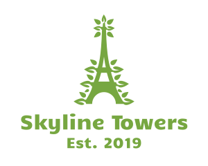 Green Leafy Eiffel Tower logo design