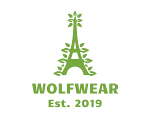 Tourism - Green Leafy Eiffel Tower logo design