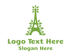 Green Leafy Eiffel Tower Logo