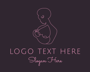 Lactation - Pink Woman Breastfeeding logo design