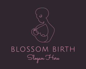 Obstetrics - Pink Woman Breastfeeding logo design