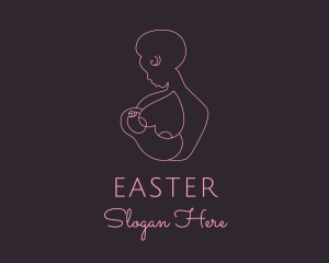 Maternity - Pink Woman Breastfeeding logo design