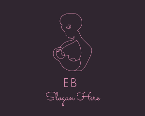 Baby - Pink Woman Breastfeeding logo design