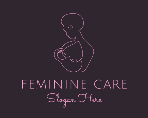 Gynecology - Pink Woman Breastfeeding logo design