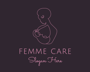 Gynecologist - Pink Woman Breastfeeding logo design