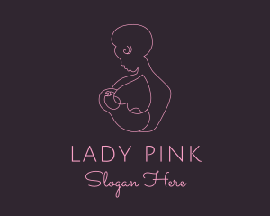 Pink Woman Breastfeeding logo design