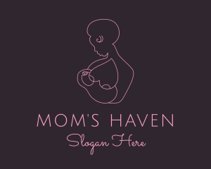 Pink Woman Breastfeeding logo design