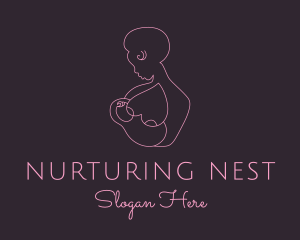 Pink Woman Breastfeeding logo design