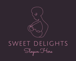 Pink Woman Breastfeeding logo design