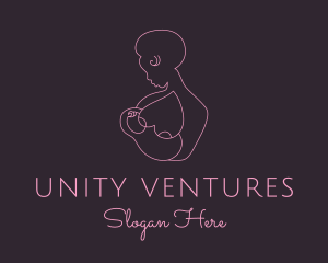 Obstetrician - Pink Woman Breastfeeding logo design