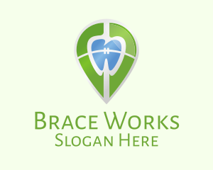 Dental Braces Location Pin logo design