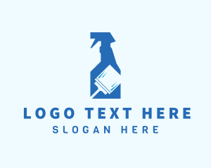 Squeegee - Sanitary Cleaning Spray Bottle logo design