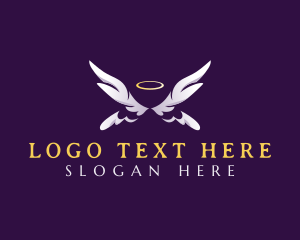 Heavenly Being - Halo Angel Wings logo design