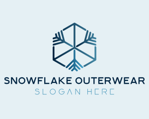 Minimalist Snowflake Cube logo design