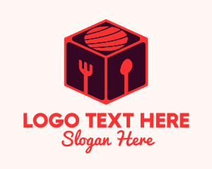 Red Fork - Sushi Restaurant Cube logo design