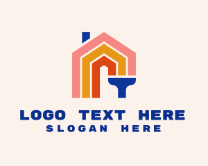 Home Improvement - Modern House Paint Brush logo design