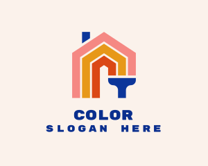 Maintenance Service - Modern House Paint Brush logo design