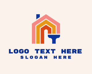 Modern House Paint Brush Logo