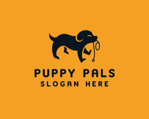 Puppy - Happy Puppy Leash logo design