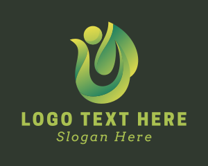 Green - 3D Leaf Landscaping logo design