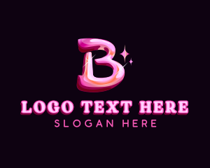 3d - Sparkle Retro Letter B logo design