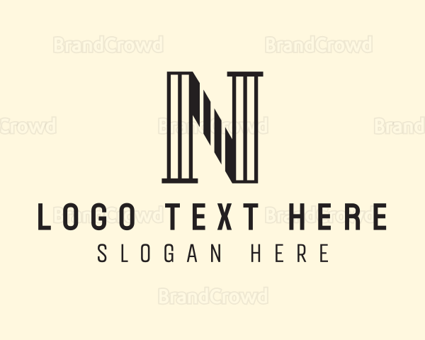 Modern Pillar Lines Letter N Logo