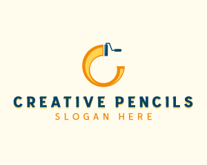 Paint Roller Letter C logo design