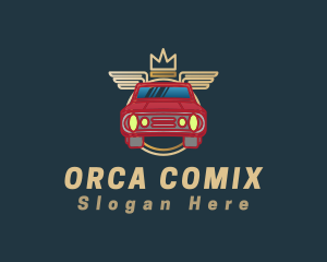 Drag Racing - Crown Wings Car logo design