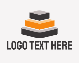 Stairs - Gray & Orange Pyramid logo design