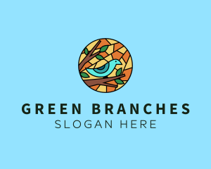 Branches - Stained Glass Bird logo design