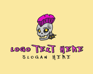 Skeleton - Punk Rock Skull logo design