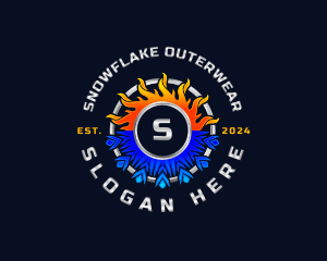 Fire Snowflake HVAC logo design