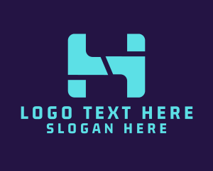 Cut - Digital Letter H logo design
