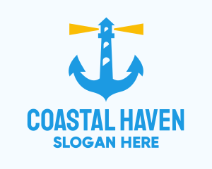 Coastal Lighthouse Anchor logo design
