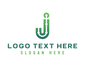Circuitry - Tech Letter JJ Monogram logo design