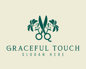 Floral Beauty Scissors logo design