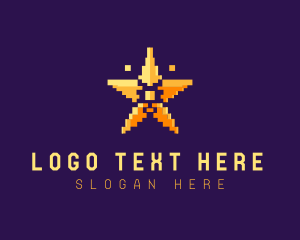 Pixel Art - Pixel Gaming Star logo design