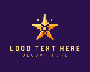 8bit - Pixel Gaming Star logo design