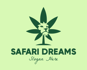 Green Cannabis Lion logo design