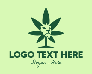 Weed - Green Cannabis Lion logo design