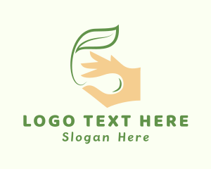 Natural - Leaf Farmer Hand logo design