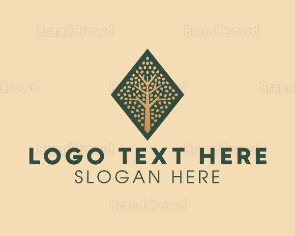 Elegant Diamond Ancient Tree Logo