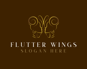 Woman Butterfly Wings logo design