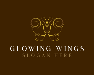 Woman Butterfly Wings logo design