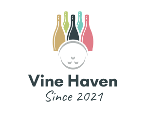 Bowling Wine Bottle logo design