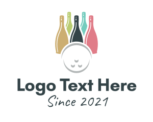 Alcoholic - Bowling Wine Bottle logo design