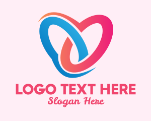 Online Dating Site - Heart Pretzel Knot logo design