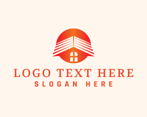 Sun - House Roofing Contractor logo design